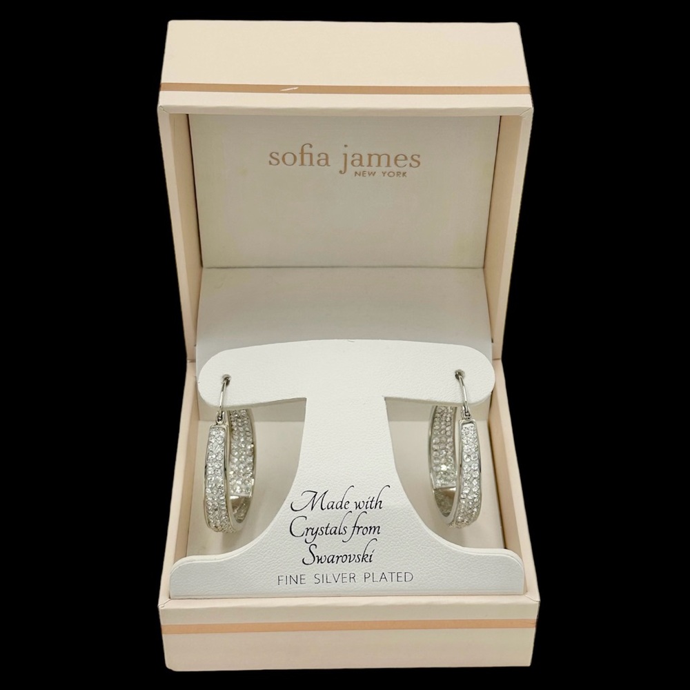 SOFIA JAMES CLEAR CRYSTALS SWAROVSKI EARRINGS WIRE HOOPS